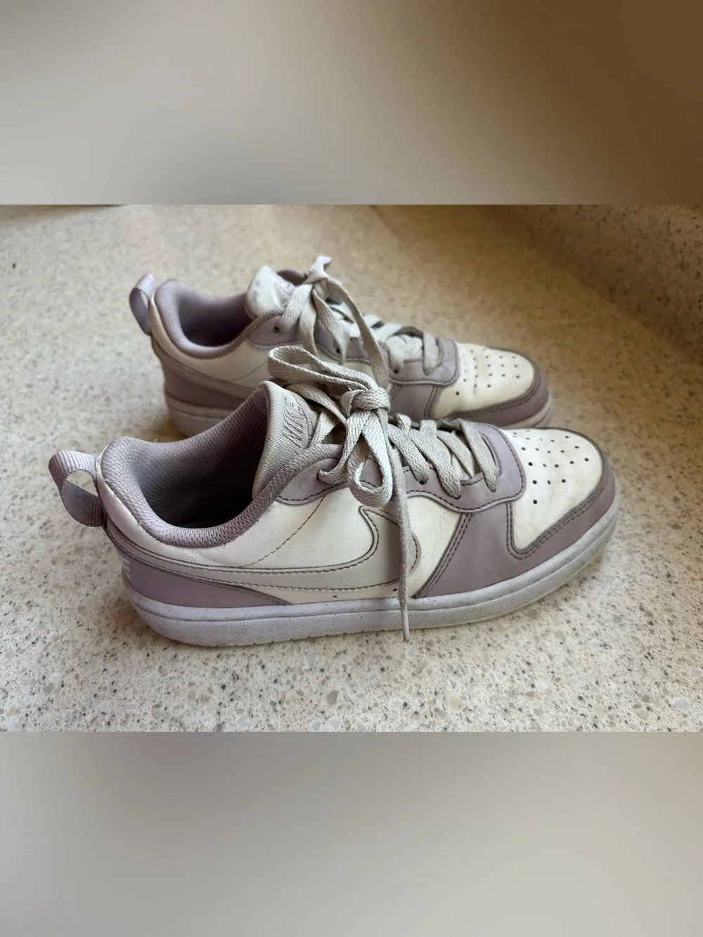Nike Kids Shoes Court Borough Low Recraft Sneakers White Grey Purple in Size 3.5